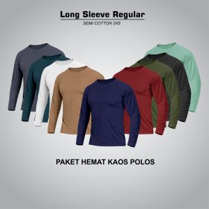( SPESIAL ) paket hemat 2-3-4 pcs kaos polos tangan panjang | kaos harian pria & wanita