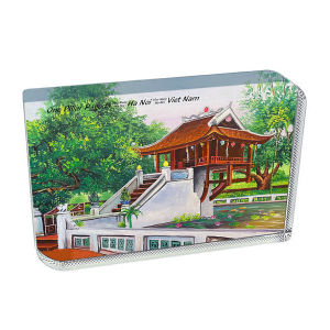 Khối pha lê chặn giấy 8x6x2cm quà tặng lưu niệm để bàn có in tranh vẽ danh lam thắng cảnh quê hương Việt Nam