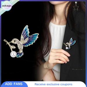 Aokago เข็มกลัดเคลือบรูปนกนกฮัมมิงเบิร์ดนกฮัมมิงเบิร์ดน่ารักใหม่ผ้าพันคอชุดเดรสเสื้อโค้ทปักหมุดเหมาะกับการเป็นของขวัญ