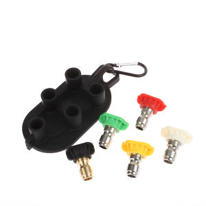 LEI Multi Functional High Pressure Washer Tips Set With Nozzle Holder 5 7 Nozzle Tips 1 4 Inch Quick Connector DIY Accessories