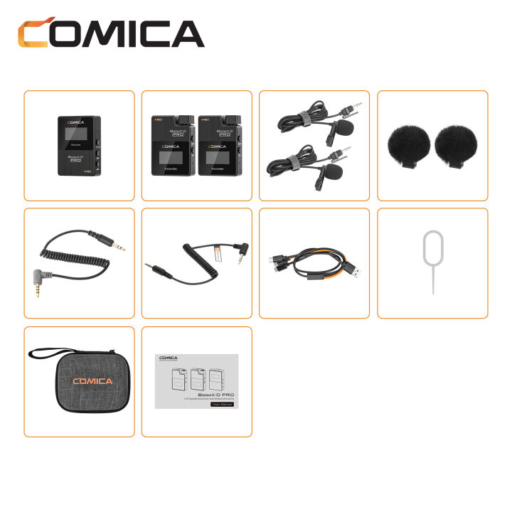 Comica BoomX-D PRO Wireless Lapel Microphone, 8GB On board Recording Capacities Noise Cancellation, 100 Meters Range, Safety Mode, Wireless Microphone for iPhone, Android, PC Interviews, Vlogs, Live-Streaming