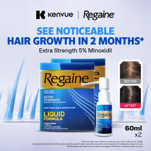Regaine Extra Strength Minoxidil Topical Solution 5% W/V Solution Stop Hair Loss & Regrow Hair Twinpack 2 x 60ml
