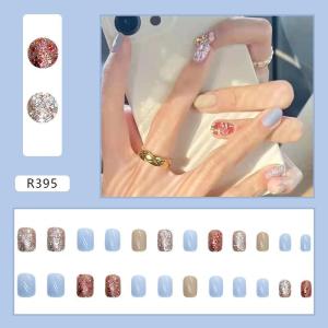28pcs Set Polish Kuku Palsu Removable Fake Nail Beauty Nail Art Fashion Style French Finger Nail Art False Nail 美甲