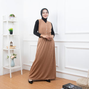 AQILA - Dress Cella Overall / Dress Terusan Panjang Wanita / Dress Muslimah Wanita Tanpa Lengan