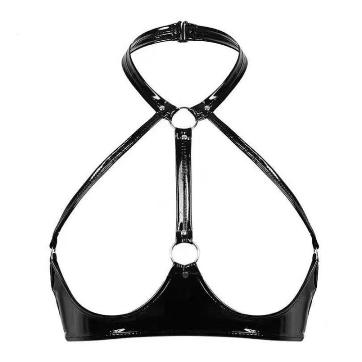 * Phụ nữ sexy da PVC áo ngực lộ ngực Women Sexy Open Up Leather Bra For