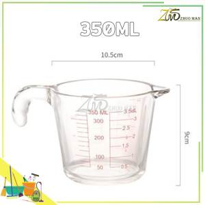 แก้วตวงชา แก้วตวง ถ้วยตวงแก้ว ถ้วยตวงแบบหนา มีสเกลวัดปริมาณที่ชัดเจนทนความร้อนสูง ทนทาน สามารถเข้าไมโครเวฟ 350ML