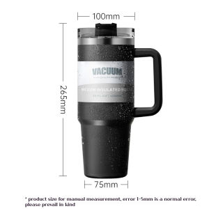 【Malaysia Spot Sale】304 stainless steel insulated cold coffee cup with large capacity ice 40 OZ/1200ml Tumbler with Handle Insulated Cup Travel Mug with Lid and Straw