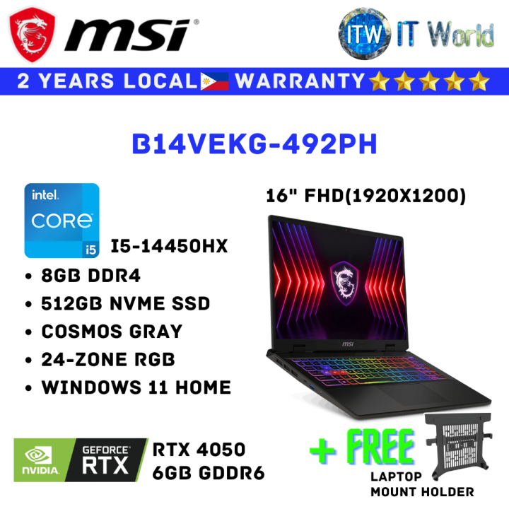 MSI Laptop Sword 16 HX i5-14450HX DDR5 8GB 512GB SSD RTX 4050  B14VEKG-492PH itw
