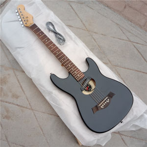 Black Acoustic 6 Strings Electric GuitarSemi Hollow Body Rosewood Fingerboard Black  BJ34