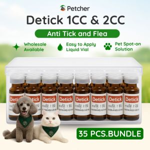 Detick 1cc and 2cc Sold per Box with Syringe Anti Ticks and Fleas for Dogs and Cats