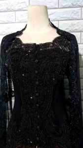 set kebaya pesta hitam kebaya abg + longtotso + rok dan slendang