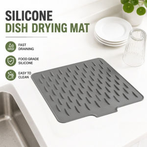 Sink Mat Non-Slip Silicone Dish Drying Mat for Kitchen Counter Water-Absorbing Pad Heat Insulation