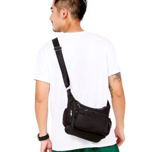 XINRANZJ Lightweight nylon waterproof multi-zipper pocket Leisure fashion travel sports mens single shoulder across the shoulder mini mens small bag 6080-B