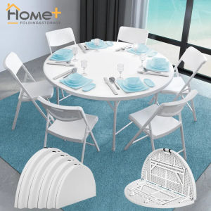 (HOME+) Outdoor Folding Foldable Table Portable Save Space (ROUND) - 80CM / 122CM