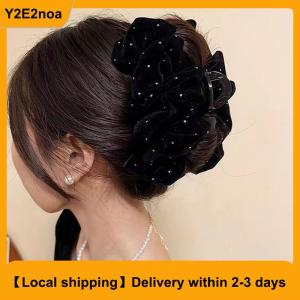 【Local shipping】 1pc Black Red Velvet Bow Hairpin For Women Princess Head Grab Hair Claws Headdress Large Hair Clips Girls Hair Accessories