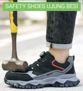 Sepatu Safety Ujung Besi Tali Putar Anti Slip Anti Tusuk Dan Benturan