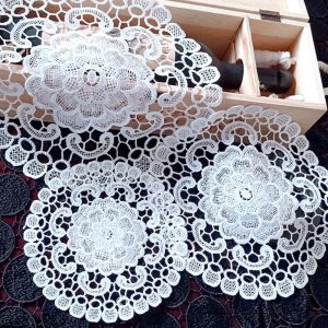 LINSBAYWU Handmade Delicate Embroidery Flower Crochet Tablecloth Table Decoration Placemat Coaster Doily Pad