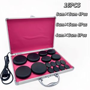 O-New 20/16PCS Electric Heating Energy Stones Massager Hot Stones Oil Nassage Energy Stone Set For Home Salon SPA With Case