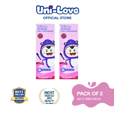 Uni-Love Olaflur Kids Toothpaste (3+ Years Old) (Cotton Candy) 60g Pack of 2