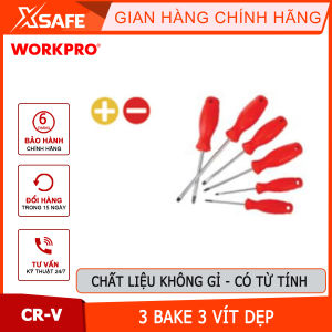 Bộ Tua vít 6 cái gồm (3 cái đầu hoa khế 3 cái đầu dẹt)  thép CR-V Workpro - WP200501