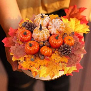 XUECHUANGYING Gourd Acorn Berries Wedding DIY Craft Home Fake Vegetable Fall Harvest Decor Artificial Pumpkin Halloween Decoration Simulation Pumpkin Model