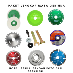 9 Pcs Mata Gerinda Batu Poles Potong Kayu Keramik Granit Kaca Beton 4 Inch Lengkap Adaptor Bor