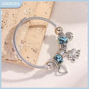 【SHANGZE4】 Antique Elephant Heart Shape Charm Bracelet For Women Adjustable Glass Beads Bracelet Bangle DIY Jewelry Gifts