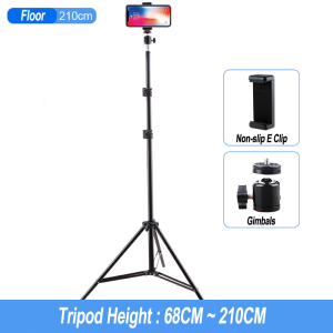 Spot goods! Portable 210cm Tripod Adjustable Stand Live Camera Selfie Tripod Phone Holder 2.1m K3 with Bluetooth Shutter