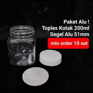 Harga 10set Paket Alu & Paket Sumpal Plastik Toples KOTAK 200ml