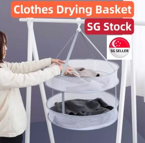 [SG SELLER] Foldable Clothes Drying Net Basket Windproof Socks Underwear Nets Sweater Drying Basket Drying Clothing Hanging