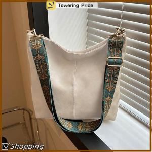 [Towering Pride] Túi đeo vai nữ thời trang màu Trơn Cổ Điển Túi đeo chéo xô Dây đeo rộng đơn giản sức chứa cao