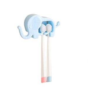 SUNNY BAR Plastic Elephant Toothbrush Cup Holder Wall Mounted Cartoon Elephant Toothbrush Holder Practical Waterproof Sundry Storage Rack for Home