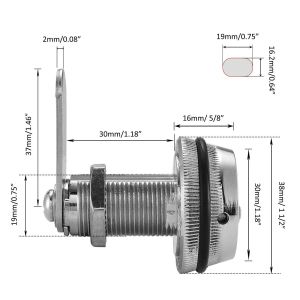 3-Digital Code Combination Cabinet Cam Lock 1-1/8 Zinc Alloy Password Coded Cabinet Lock Black