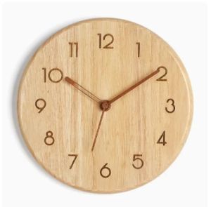 Japanese Style Wooden Simple Wall Clock Log Rubber Wood Clock Living Room Fine Sound Clock Home Decoration