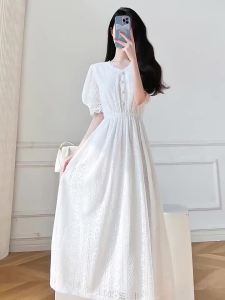Formal Dress White Dress For Wedding White Lace Dress White Skirt Long French Temperament Long Dress Formal Civil Wedding Graduations㏇X0407