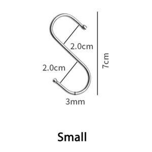 10pcs Stainless Steel Metal S-Shaped Hooks Multi-Purpose 3 Sizes Heavy Duty Clothing Hanging Hooks