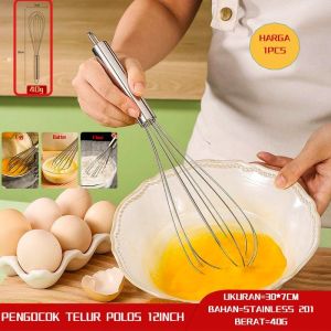 Pengocok Telur Stainless Polkadot Gagang Merah Whisker  Pengaduk Adonan Kue Hand Mixer Egg Beater
