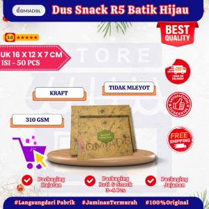 (50 Pcs) Box Dus Kue R5 Motif Batik Hijau Premium - Ukuran 16x12x75 cm