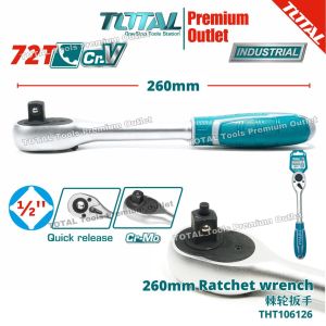 TOTAL Tools ( New Design ) Cr-V 1/2 * 10" * 72T Handheld Ratchet Wrench -THT106126