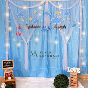 Dekorasi Backdrop Aqiqah Khitan Syukuran 4 7 Bulan Ulang Tahun Background lamaran nikah akad Bekdrop Paket Mulia N