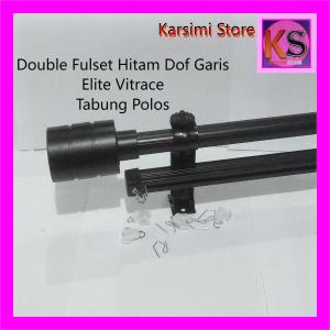 Besi Gorden 4 meter Double Fullset Minimalis Tabung Polos Batang Garis Ganda & Rel Elite Vitrase