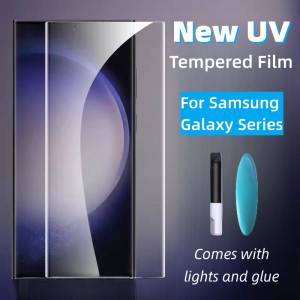 UV Tempered Glass Film For Samsung Galaxy S25 Ultra S24 Ultra S23 S22 Ultra S21 S20 Plus Note 20 Ultra Screen Protector Film Full Coverage For Samsung S25 Ultra S22 Ultra Full Glue Glass Film