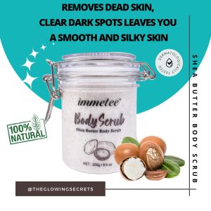 theglowingsecrets SHEA Butter Body Scrub for dark spot with vitamin E cream original Hydrating & Exfoliating Skin Scrub.