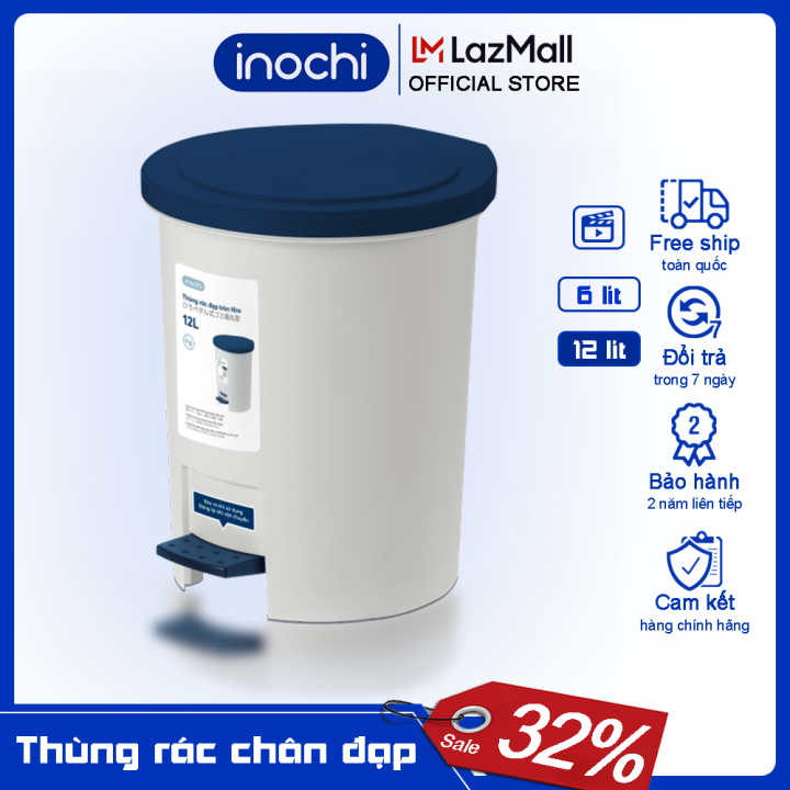 Thùng rác đạp chân tròn 6 lít - sọt rác đạp chân nắp tròn inochi cao ...