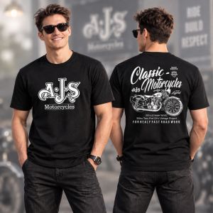 Kaos Motor Klasik  AJS Vintage Desain Retro Pria Lengan Pendek