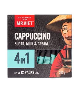 Mr Viet 4-in-1 Instant Coffee 12x20g – Cappuccino Rich Flavor Easy Preparation Enjoy Hot or Cold