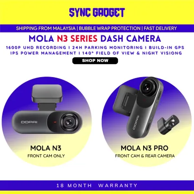 DDPAI Mola N3 | N3 Pro GPS Dash Cam [1600P Resolution | Dual-Channel Recording | Built-In GPS & Wi-Fi]