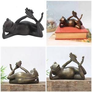Trang trí Thiền Định ếch trang trí trong màu đồng cổ kết thúc nhựa thu nhỏ để tăng cường vườn hoặc không gian trong nhà
