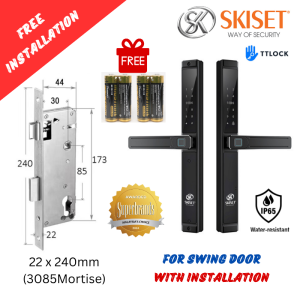 Free Installation SKISET TUYA WIFI/TTLOCK APP Grill Door Digital Smart Door Lock Double Side Fingerprint Digital Aluminium Lock Waterproof