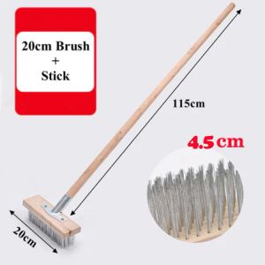 Stainless Steel Wire Brush Long Handle Wire Brush Floor Washing Brush Long Floor Pool Plate Hard Brush Iron Brush Stiff Bristle Brush for Garage Patio Garden Moss#TB06#TB01